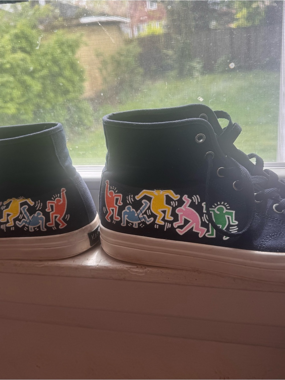 Keith Haring x H&M High-Top Sneakers with Colorful Dancing Figures